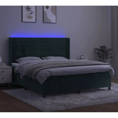 vidaXL Dunkelgrünes Samtbett mit LED & Matratze vidaXL Dunkelgrünes Samtbett mit LED & Matratze