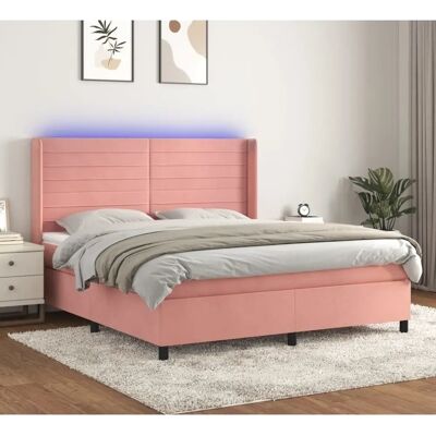vidaXL Rosa Samt Verstellbares LED-Bett - Boxspringbett vidaXL Rosa Samt Verstellbares LED-Bett - Boxspringbett