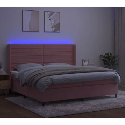 MAISONCHIC Rosa Samtbett mit LED & Matratze - Bett MAISONCHIC Rosa Samtbett mit LED & Matratze - Bett