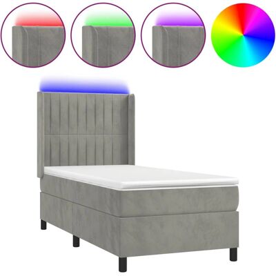 vidaXL 3139655 Hellgraues Samtbett mit LED - Bett vidaXL 3139655 Hellgraues Samtbett mit LED - Bett