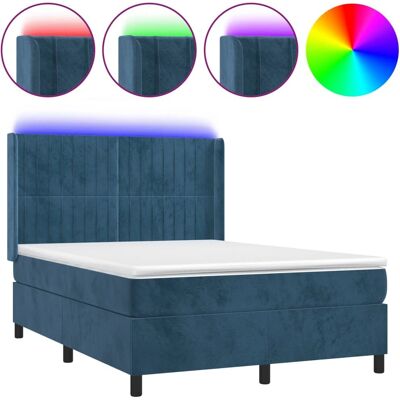 vidaXL Bett mit Matratze & LED Dunkelblau 140x190 cm vidaXL Bett mit Matratze & LED Dunkelblau 140x190 cm