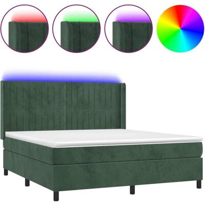 vidaXL Dunkelgrünes Samtbetten mit LED & Taschenfederkernmatratze vidaXL Dunkelgrünes Samtbetten mit LED & Taschenfederkernmatratze