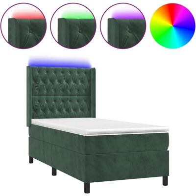 vidaXL Dunkelgrünes Samtbetten mit LED - Bett vidaXL Dunkelgrünes Samtbetten mit LED - Bett