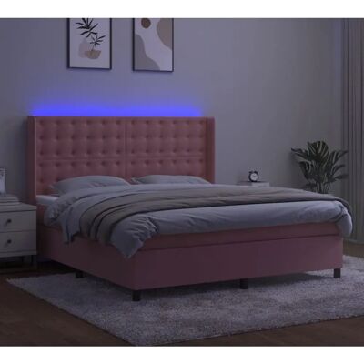 vidaXL Pink Samtbetten mit LED & Matratze - Bett vidaXL Pink Samtbetten mit LED & Matratze - Bett