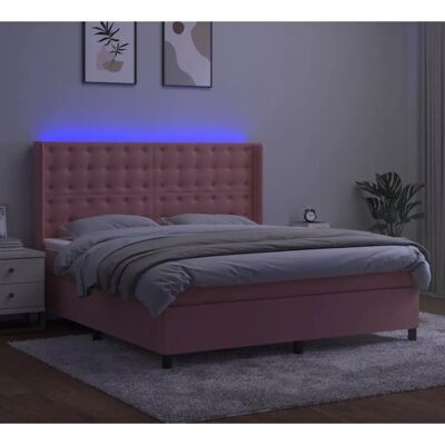 vidaXL Pinkes Samt Bett mit LED 180x200cm - Bett & Rahmen vidaXL Pinkes Samt Bett mit LED 180x200cm - Bett & Rahmen