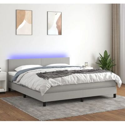 vidaXL Hellgraues Bett mit LED 160x200 cm vidaXL Hellgraues Bett mit LED 160x200 cm