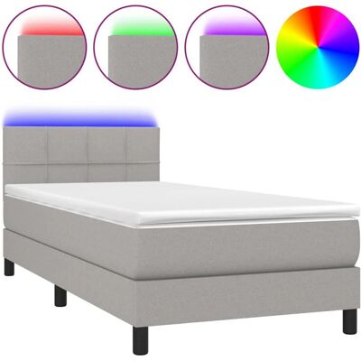 VidaXL Hellgraues Bett mit LED & Taschenfederkernmatratze - Bett VidaXL Hellgraues Bett mit LED & Taschenfederkernmatratze - Bett