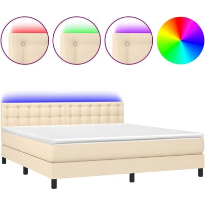 vidaXL Creme Bett mit LED & Matratze vidaXL Creme Bett mit LED & Matratze