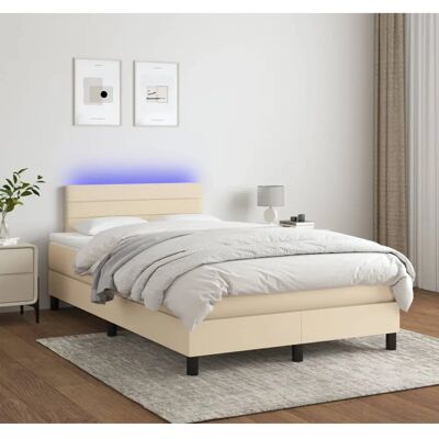 vidaXL Creme Bett mit LED und Matratze - Bett vidaXL Creme Bett mit LED und Matratze - Bett