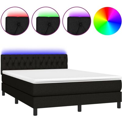 vidaXL Schwarzes 180x200cm Bett mit Matratze & LED vidaXL Schwarzes 180x200cm Bett mit Matratze & LED