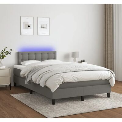 vidaXL Dunkelgraues Stoffbett mit LED - Bett mit Matratze und LED vidaXL Dunkelgraues Stoffbett mit LED - Bett mit Matratze und LED