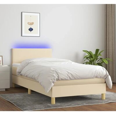 MAISONCHIC Bett mit Matratze & LED - Einzelcreme 90x200 cm MAISONCHIC Bett mit Matratze & LED - Einzelcreme 90x200 cm