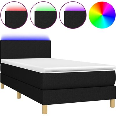 vidaXL Schwarzes Stoffbett 100x200 cm mit LED vidaXL Schwarzes Stoffbett 100x200 cm mit LED