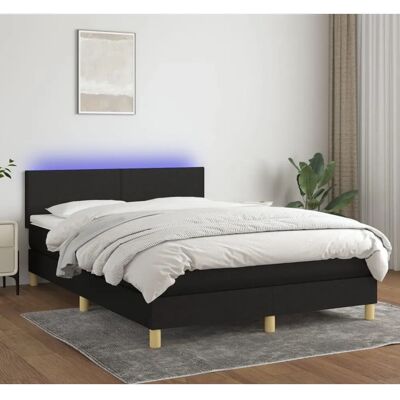 vidaXL Schwarzes 140x190cm Bett mit Matratze & LED vidaXL Schwarzes 140x190cm Bett mit Matratze & LED