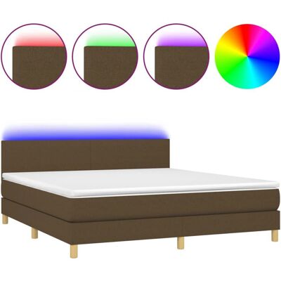 Lit vidaXL avec LED et tête de lit réglable - Simple, Marron foncé Lit vidaXL avec LED et tête de lit réglable - Simple, Marron foncé