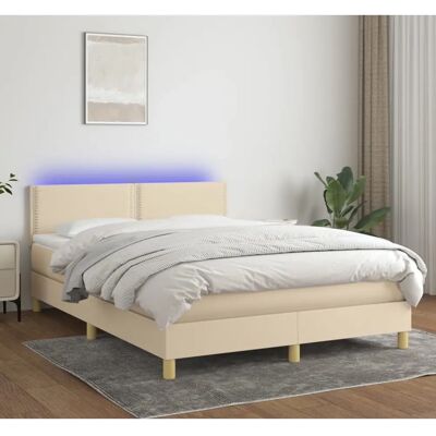 MAISONCHIC Bett mit Matratze und LED - 140x200 Creme - Bett MAISONCHIC Bett mit Matratze und LED - 140x200 Creme - Bett
