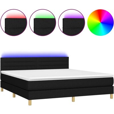 MAISONCHIC Bett mit LED und Taschenfederkern - Schwarz - Bett MAISONCHIC Bett mit LED und Taschenfederkern - Schwarz - Bett