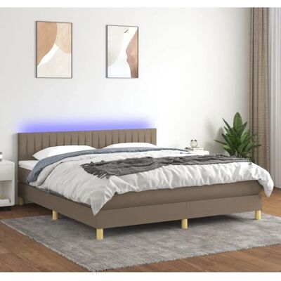 vidaXL Taupe Stoffbett mit LED - Bett vidaXL Taupe Stoffbett mit LED - Bett