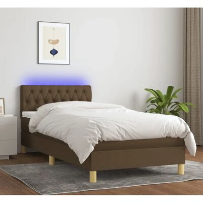 Maisonchic Dunkelbraune Bett mit LED & Matratze - Bett Maisonchic Dunkelbraune Bett mit LED & Matratze - Bett