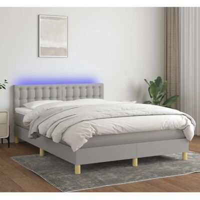 MAISONCHIC Lys Grå Seng med LED og Pocketfjedermadras - Seng MAISONCHIC Lys Grå Seng med LED og Pocketfjedermadras - Seng