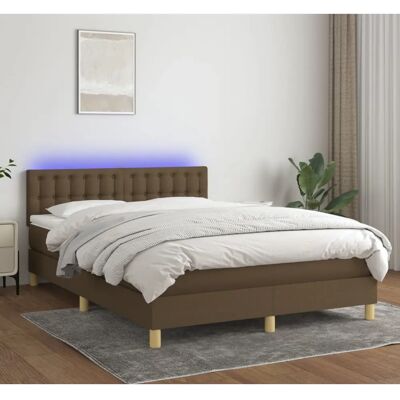 Maisonchic Dunkelbraune Bett mit LED, 140x200 cm, Einfacher Aufbau Maisonchic Dunkelbraune Bett mit LED, 140x200 cm, Einfacher Aufbau