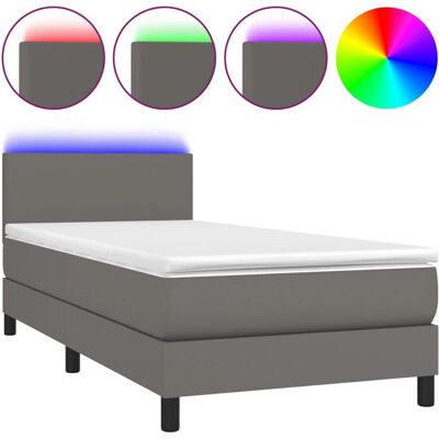 vidaXL Bett mit LED - 90x190cm, Grau, Modell 3134079 vidaXL Bett mit LED - 90x190cm, Grau, Modell 3134079