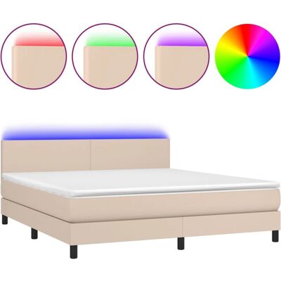 vidaXL Modell 3134122 Cappuccino Bett - Bett, Kunstleder, LED vidaXL Modell 3134122 Cappuccino Bett - Bett, Kunstleder, LED
