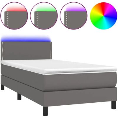 VidaXL Bett - Grau - Unterstützung & LED - Taschenfederkern VidaXL Bett - Grau - Unterstützung & LED - Taschenfederkern