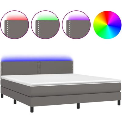 vidaXL Graues Verstellbares Bett mit LED und Taschenfederkern vidaXL Graues Verstellbares Bett mit LED und Taschenfederkern