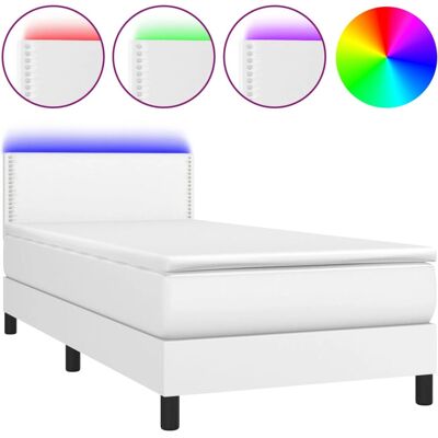 vidaXL Boxspringbett mit Matratze & LED - Weiß vidaXL Boxspringbett mit Matratze & LED - Weiß