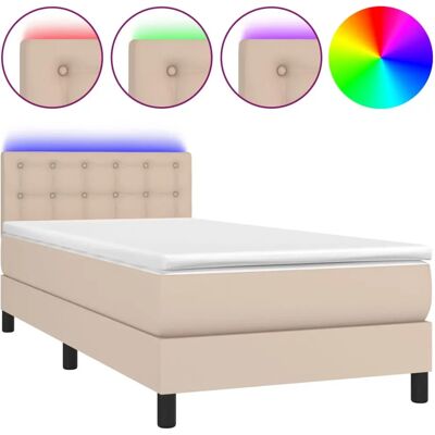 vidaXL Bett mit LED - Langlebiges Kunstleder, Verstellbares Kopfteil, 90x190 cm vidaXL Bett mit LED - Langlebiges Kunstleder, Verstellbares Kopfteil, 90x190 cm