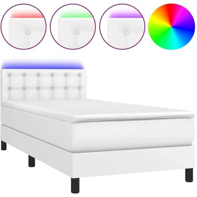 Lit en cuir synthétique blanc vidaXL - Tête réglable & LED - Publicité Lit en cuir synthétique blanc vidaXL - Tête réglable & LED - Publicité