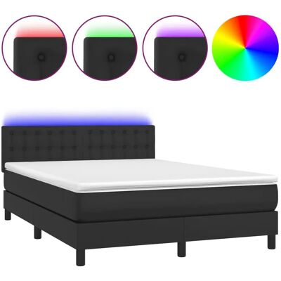 vidaXL Schwarzes Bett mit LED - Bett vidaXL Schwarzes Bett mit LED - Bett
