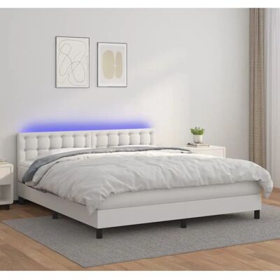 Maisonchic Weißes Lederbett mit Matratze & LED - Bett Typ Maisonchic Weißes Lederbett mit Matratze & LED - Bett Typ