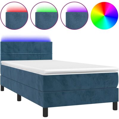 VidaXL 517410 dunkles Blau Samtbettrahmen mit LED - Bett VidaXL 517410 dunkles Blau Samtbettrahmen mit LED - Bett