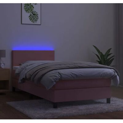 vidaXL Pink Velvet Bett mit LED - Bett vidaXL Pink Velvet Bett mit LED - Bett