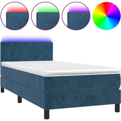 vidaXL Bett mit LED - Dunkelblauer Samt, 90x200 cm vidaXL Bett mit LED - Dunkelblauer Samt, 90x200 cm