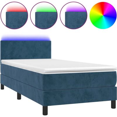 VidaXL Blaues Samtbetten mit LED und Verstellbarem Kopfteil - Bett VidaXL Blaues Samtbetten mit LED und Verstellbarem Kopfteil - Bett