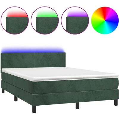 vidaXL Dunkelgrünes Samtbetten mit Matratze & LED - Bett vidaXL Dunkelgrünes Samtbetten mit Matratze & LED - Bett
