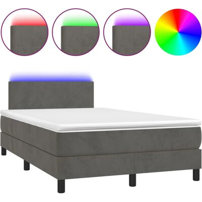 vidaXL 3134286 Dunkelgraues Samtbett mit LED - Bett vidaXL 3134286 Dunkelgraues Samtbett mit LED - Bett