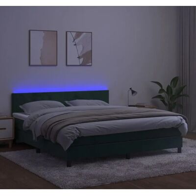 Lits en Velours avec Matelas et LED - 160x200cm - Lit - Publicité Lits en Velours avec Matelas et LED - 160x200cm - Lit - Publicité