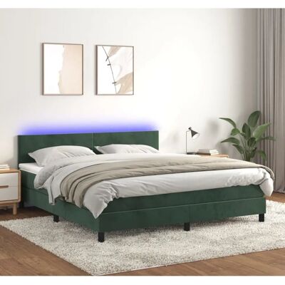 vidaXL Dunkelgrünes Samtbett mit LED 180x200cm - Bett vidaXL Dunkelgrünes Samtbett mit LED 180x200cm - Bett