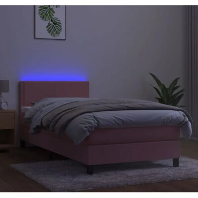 vidaXL Rosa Sammetbett mit LED & Taschenfederkern vidaXL Rosa Sammetbett mit LED & Taschenfederkern