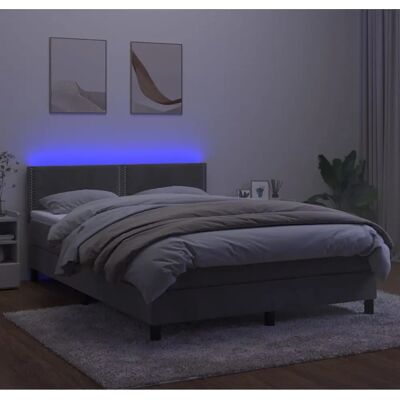 Lit MAISONCHIC avec Matelas & LED - Gris Clair - Lit Lit MAISONCHIC avec Matelas & LED - Gris Clair - Lit