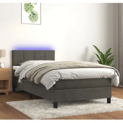 vidaXL Bett mit Matratze und LED - Dunkelgrau - Bett vidaXL Bett mit Matratze und LED - Dunkelgrau - Bett