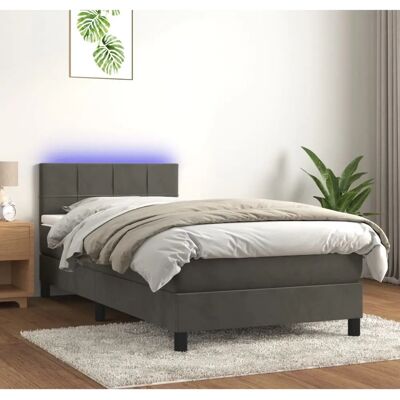 VIDAXL Bett mit Matratze & LED - Grau Samt 90x200cm VIDAXL Bett mit Matratze & LED - Grau Samt 90x200cm