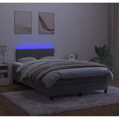 vidaXL Dunkelgraues Samtbett mit LED - Bett vidaXL Dunkelgraues Samtbett mit LED - Bett
