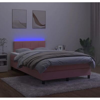 vidaXL Samtbettes mit LED, 120x200 cm, Rosa, Modell 96002 - Bett vidaXL Samtbettes mit LED, 120x200 cm, Rosa, Modell 96002 - Bett