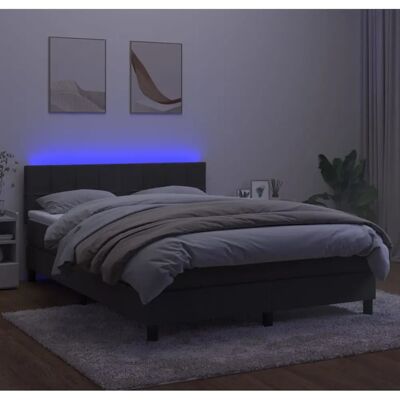 Maisonchic Bett mit Matratze und LED - Dunkelgrau Samtvel - 140x190 cm Maisonchic Bett mit Matratze und LED - Dunkelgrau Samtvel - 140x190 cm