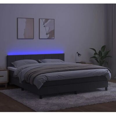 vidaXL Dunkelgraues Samtbett mit LED - Bett vidaXL Dunkelgraues Samtbett mit LED - Bett